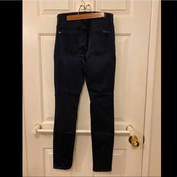 7 for all mankind b(air) denim high waist skinny jean in blue black river thames - Picture 3 of 7